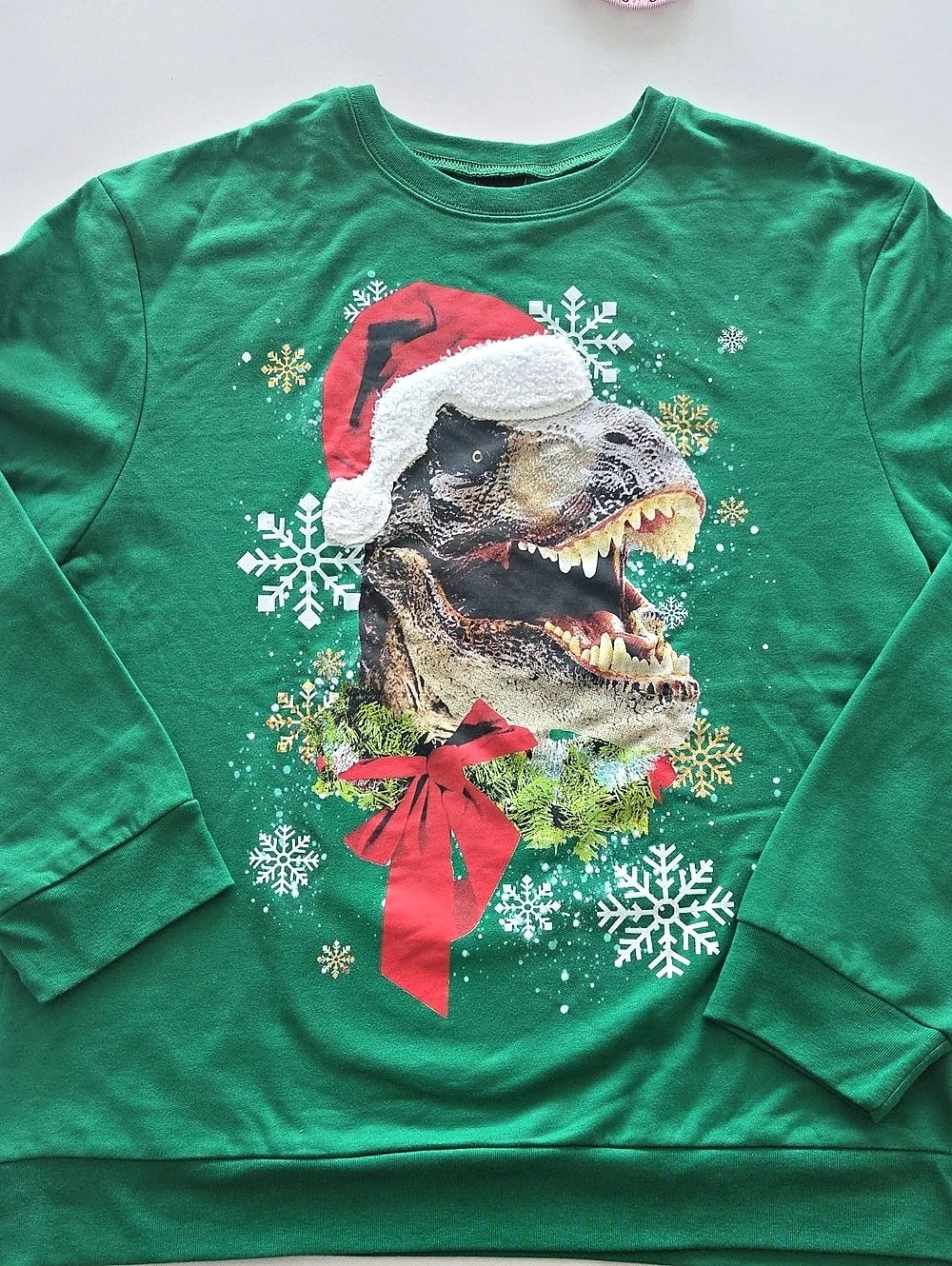 Fifth Sun Christmas T-Rex Santa Hat Sweatshirt Dinosaur Santa Graphic Sweatshirt